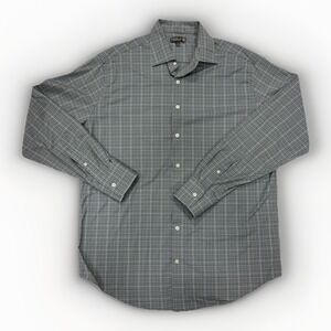 Peter Millar Summer Comfort Shirt Mens Large Gray Plaid Long Sleeves‎
